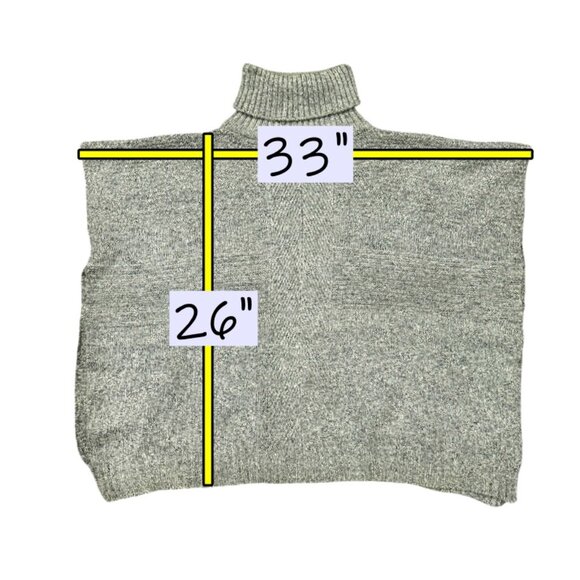 Steve Madden Turtleneck Poncho Sweater Marled Oatmeal OSFM One Size Open Sleeve - Picture 9 of 9